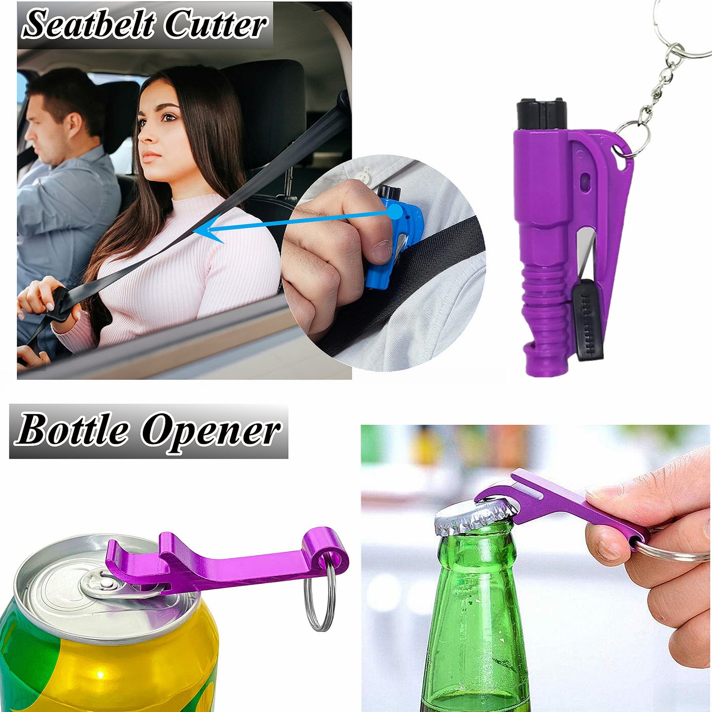 BATUMEYE Gift Set for Woman with Pom Pom Ball, Lip Balm Lanyard, Card Holder, Whistle, Travel Bottle Holder, BottleOpen,  Seatbelt Cutter Marble Purple