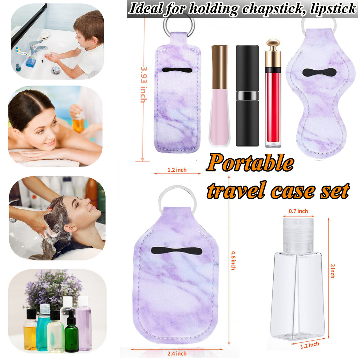 BATUMEYE Gift Set for Woman with Pom Pom Ball, Lip Balm Lanyard, Card Holder, Whistle, Travel Bottle Holder, BottleOpen,  Seatbelt Cutter Marble Purple