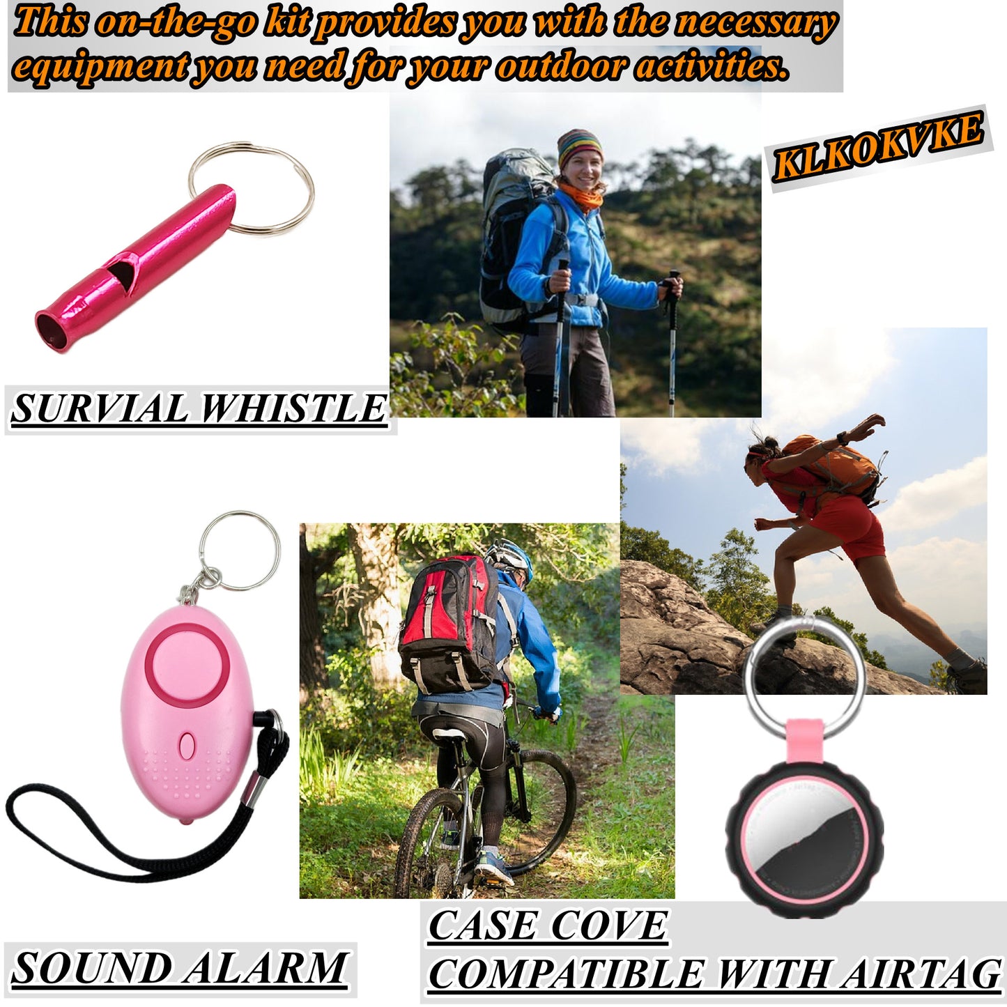 BATUMEYE Gift Set for Woman with Pom Pom Ball, Lip Balm Lanyard, Card Holder, Whistle, Travel Bottle Holder, BottleOpen,  Seatbelt Cutter Marble Pink